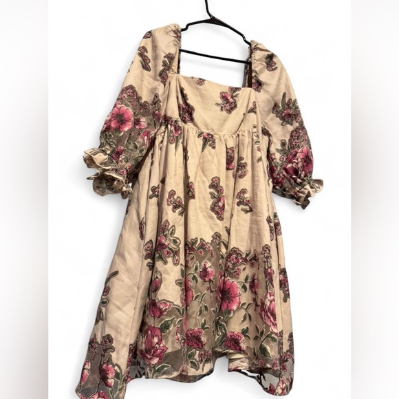 ARULA Dresses & Skirts - Arula Floral Babydoll Dress 1X Cottagecore Puff Sleeve Prairie Altar’d State